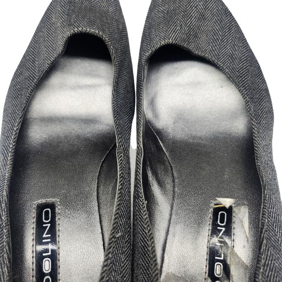 Gray Pointed Toe Heels Womens 6.5 Kitten Slip Ons Dressy Boss Lady Office Siren - Picture 9 of 11